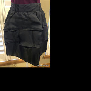 KELLY WEARSTLER Dressy Asymetrical hem Black Short Silk Skirt 34" waist size 10